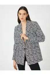 Zebra Patterned Blazer Jacket One Button