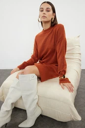 Brick Mini Knitwear Super Wide Pattern Soft Texture Dress