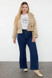 Curve Dark Blue High Waist Wide Leg Plus Size Jeans