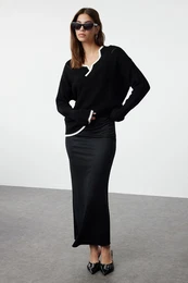 Black Wide Fit Color Blocked Knitwear Sweater