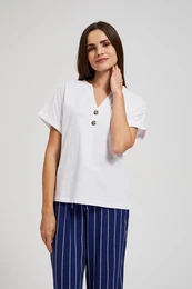 Women's T-shirt with buttons - white