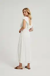 Women's maxi dress with back neckline - white