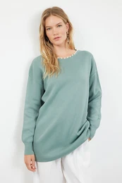 Mint Collar Pearled Knitwear Sweater