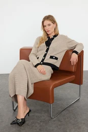 Mink Hair Braided Knitwear Cardigan Skirt Bottom-Top Set