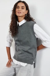 Anthracite Wide Pattern Crew Neck Knitted Sweater
