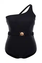 Curve Black One Shoulder Swimsuit with Accessories & Belt
