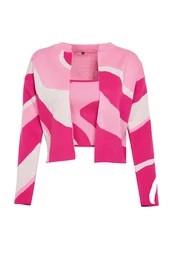 Pink Patterned Blouse-Cardigan Knitwear Cardigan