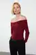 Trendyol Burgundy Ruffle/Drape Detailed Fitted Long Sleeve Stretchy Knitted Blouse