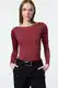 Trendyol Dark Cherry Fitted Long Sleeve Bateau Neck Stretchy Snap Fastener Knitted Bodysuit