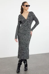 Black Midi Knitwear Gradient Dress