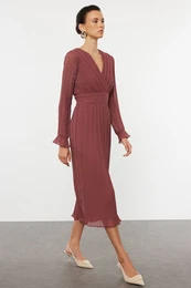 Dusty Rose Belted Plain Maxi Woven Dress