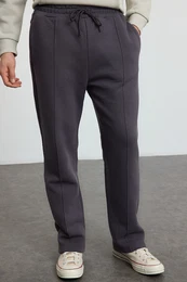 Smoke Regular/Straight Cut Sewing Detailed Sweatpants