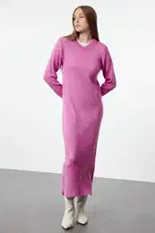 Pink Soft Textured Knitwear Dress