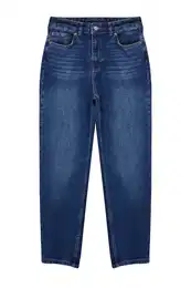 Dark Blue High Waist Slim Mom Jeans
