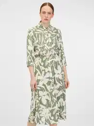 Khaki women's shirt midi dress - Women's