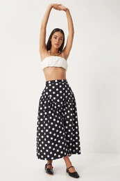 Happiness stanbul Women's Black Polka Dot Summer Poplin Skirt