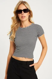 Women's Black-White Striped Blouse