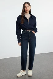 Dark Blue More Sustainable High Waist Slim Mom Jeans