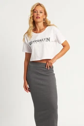 Women's White-Anthracite Bottom Top Skirt Set