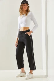 Women's Sweatpants with Elastic Tie on Waist and Legs, Side Stripes and Pockets