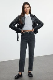Anthracite Normal Waist Slim Mom Jeans
