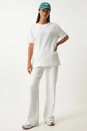 Happiness stanbul Women's White T-Shirt Tracksuit Set