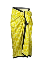 71058 Patterned Shiny Fabric Women Pareo-YELLOW