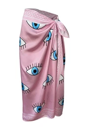 71058 Patterned Shiny Fabric Women Pareo-PINK