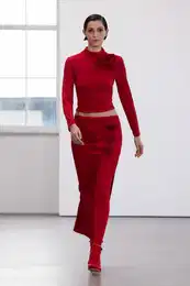 Limited Edition Red Knitted Rose Detail Midi Skirt