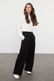 Black Slim Extra High Waist Wide Leg/Wide Cut Trousers