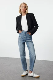 Blue High Waist Mom Jeans