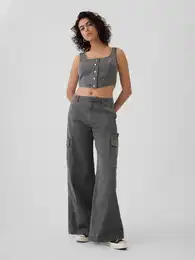 Kalhoty s kapsami Baggy Khaki Cargo - Dmsk