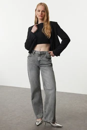Gray More Sustainable Normal Waist Straight Jeans