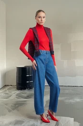 Blue High Waist Barrel Baggy Fit Jeans