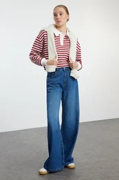 Blue High Waist Extra Wide Leg Palazzo Jeans