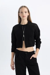 Cool Fitted Zippered Knitwear Cardigan