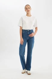 90's Wide Leg High Waist Long Jean Washed Trousers