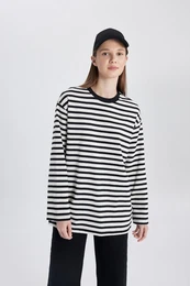 Regular Fit Striped Long Sleeve T-Shirt Tunic