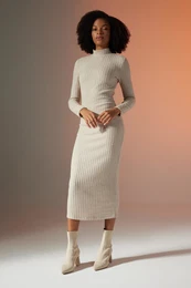 Bodycon Half Turtleneck Long Sleeve Maxi Dress