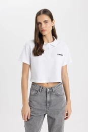 Relax Fit Polo Neck Printed Pique Short Sleeve T-Shirt