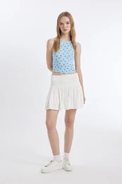 Coool High Waist Cotton Lined Crinkle Viscose Mini Skirt
