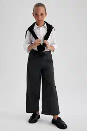 Girl Anthracite Wide Leg Wide Leg School Trousers
