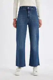 Culotte High Waist Short Wide Leg Jean Washed Trousers