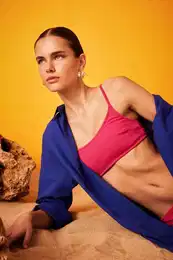 Fall in Love Regular Fit Wrinkled Bikini Top
