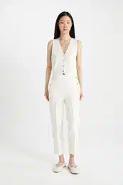 Carrot Fit Carrot Pattern Trousers Basic Plain Pocket High Waist Straight Leg