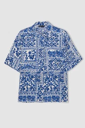 Oversize Fit Patterned Short Sleeve Shirt