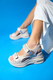CAROLINE Beige Rose Strappy Thick Sole Women's Sports Sandals
