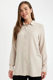 Regular Fit Basic Plain Buttoned Long Sleeve Shirt