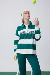 Fit Oversize Wide Pattern Polo Collar Printed Sports Sweatshirt