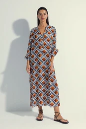 Breath Istanbul X Patterned Long Sleeve Beach Dress